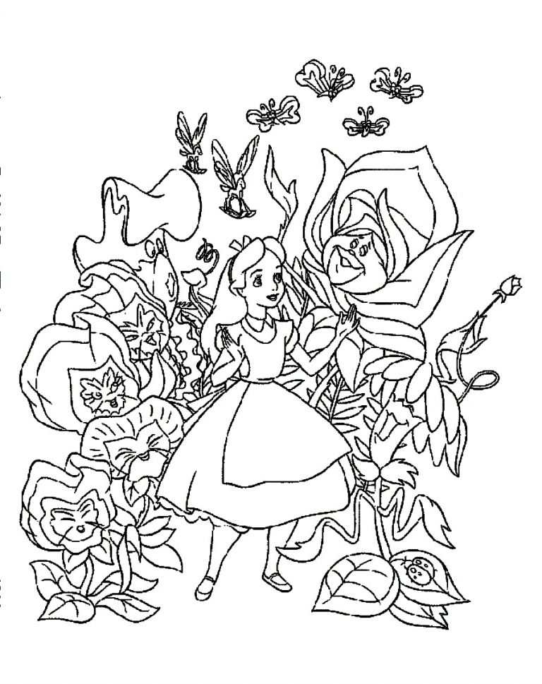 Plansa de colorat cu Alice in Tara minunilor 22 15
